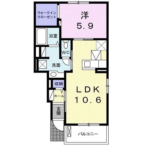 ウインダムヒルズIII(1LDK/1階)の間取り写真