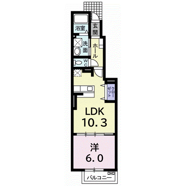 ドレー・アンファンIII(1LDK/1階)の間取り写真