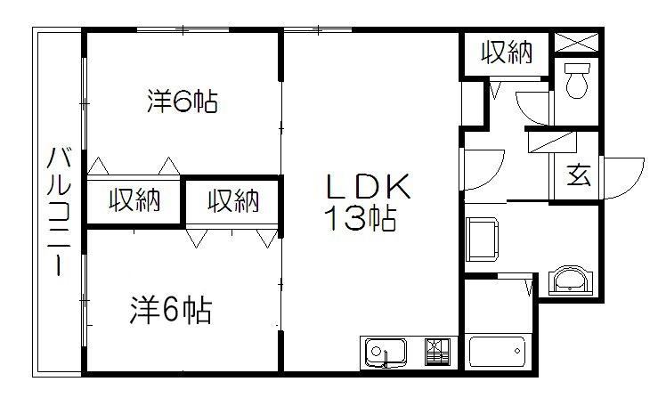 プレジールメゾン(2LDK/2階)の間取り写真