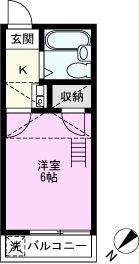 サンヴィレッジII(1K/1階)の間取り写真