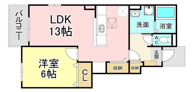ロワンテール IV(1LDK/1階)の間取り写真