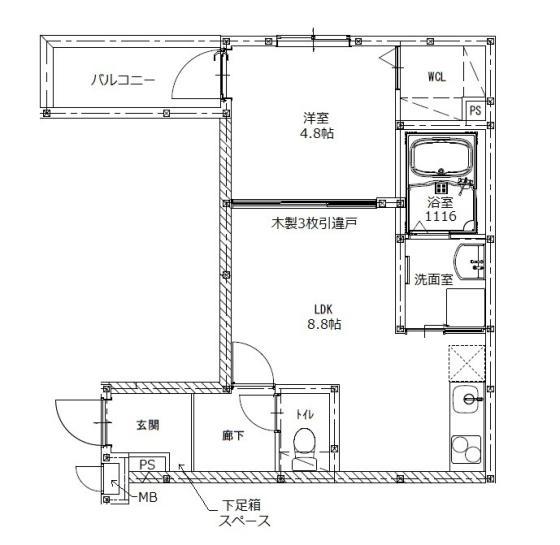 サンリゾート12(1LDK/1階)の間取り写真