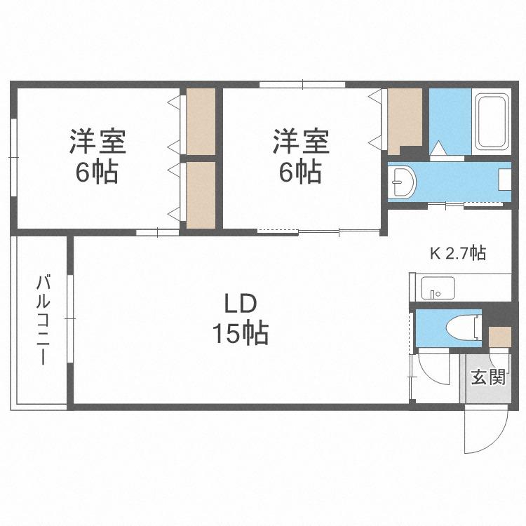 TWINKLE桑園(2LDK/4階)の間取り写真