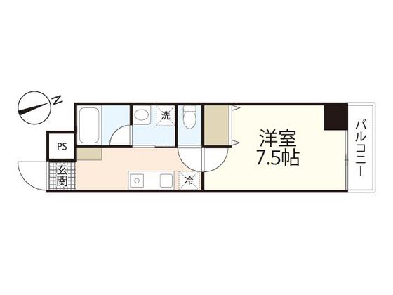 PABLO観音本町I(1K/6階)の間取り写真