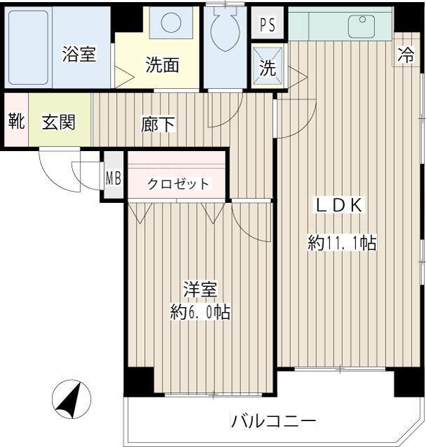 プラティーク鶴見中央(1LDK/6階)の間取り写真