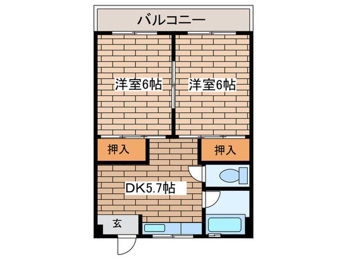 矢島荘(2DK/2階)の間取り写真