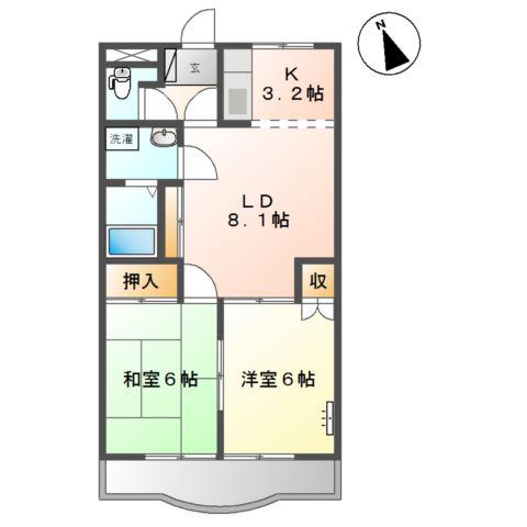 ピーチヒルズ(2LDK/3階)の間取り写真
