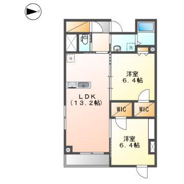 エスリア大須(2LDK/4階)の間取り写真