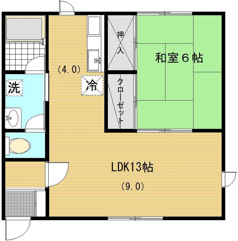 パークサイド宇野I(1LDK/1階)の間取り写真