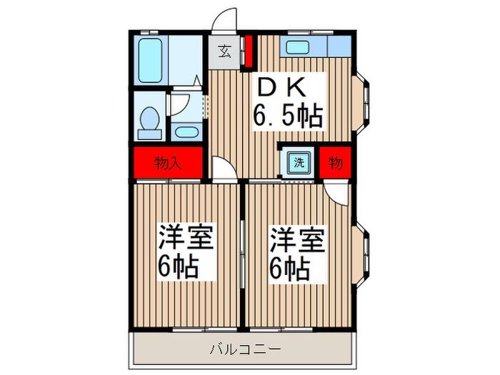 グランデュールトダ(2DK/2階)の間取り写真