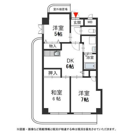 アルファワン(3DK/2階)の間取り写真