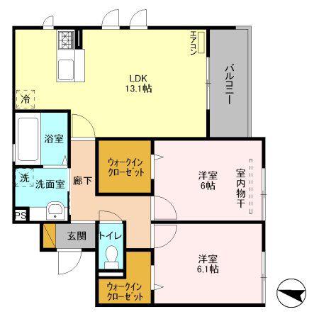GRACE SQUARE(2LDK/2階)の間取り写真