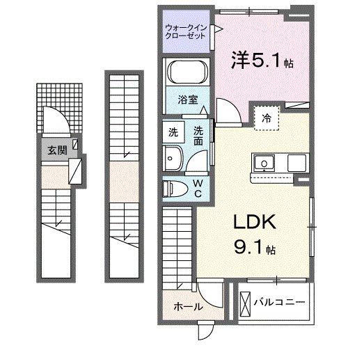 エスペランサ 俊(1LDK/3階)の間取り写真