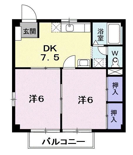 トリアノンパストラル(2DK/1階)の間取り写真