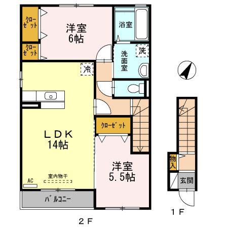 クローリス善通寺(2LDK/2階)の間取り写真