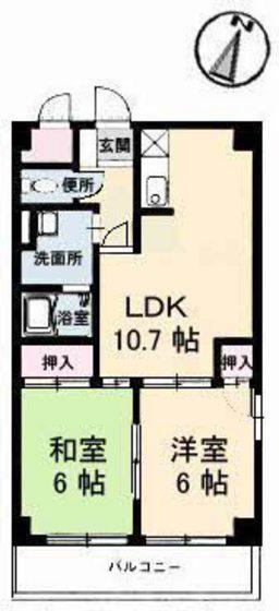 ピースマンションMI(2LDK/2階)の間取り写真