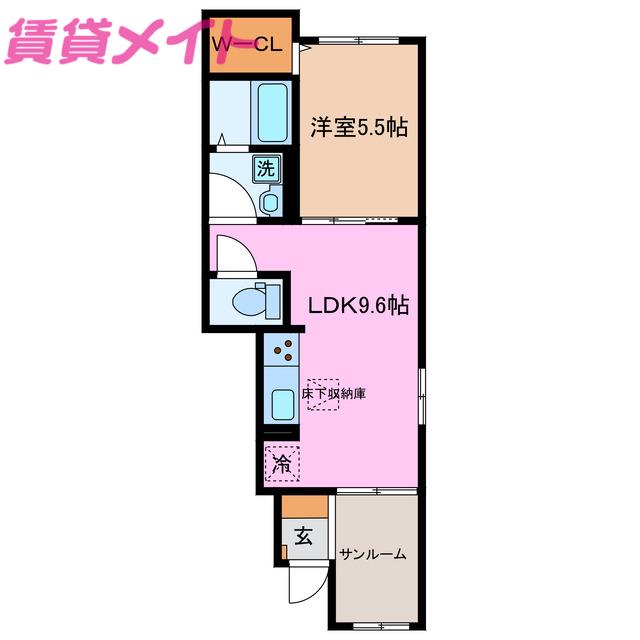 エレガント南江島(1LDK/1階)の間取り写真