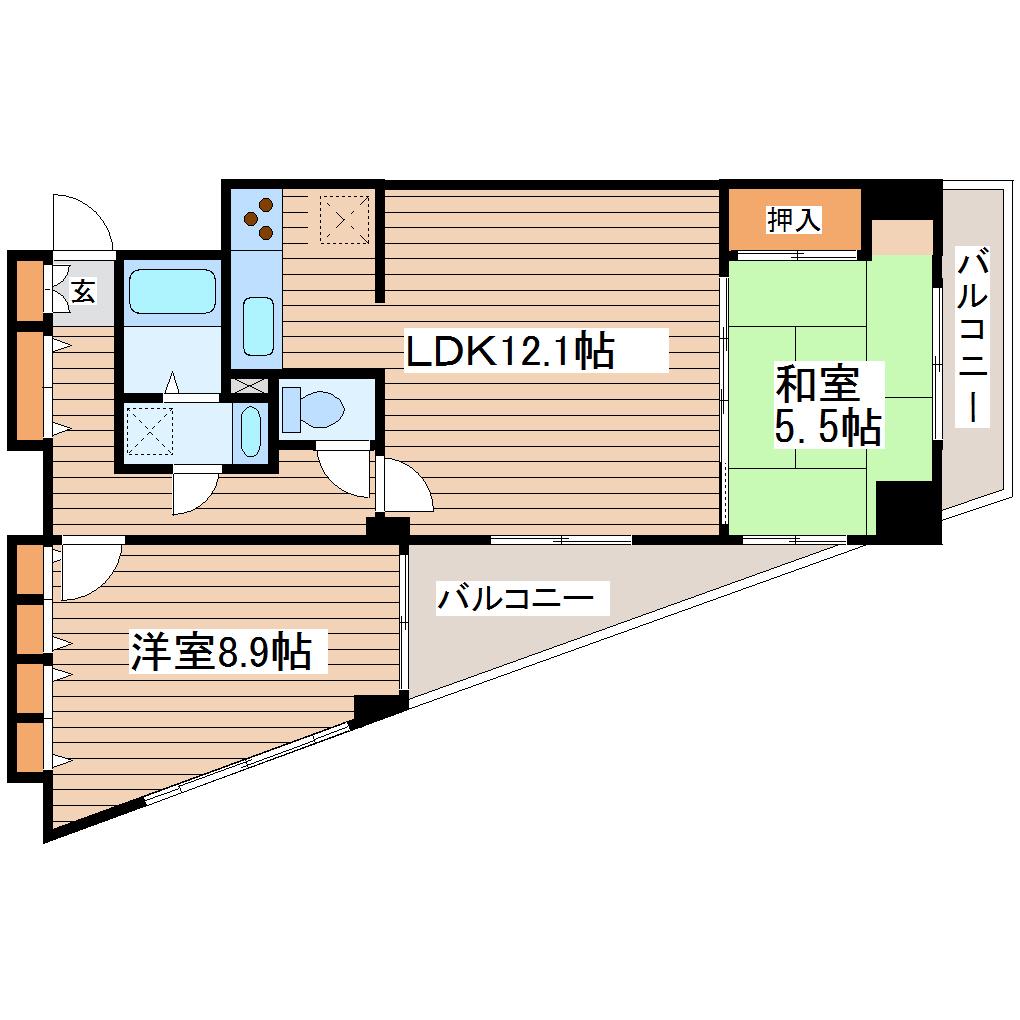 グリーンパーク小松島(2LDK/2階)の間取り写真