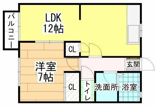 カンパーニュ(1LDK/1階)の間取り写真