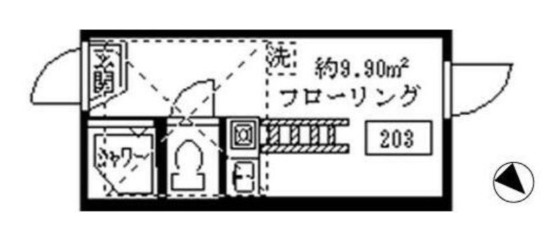 フェリスキッド(ワンルーム/2階)の間取り写真