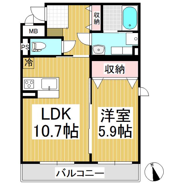 悠ブレインマンション小町(1LDK/3階)の間取り写真