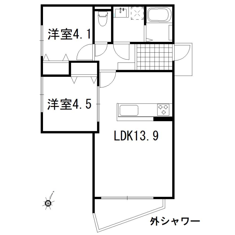 辻堂東海岸1丁目COAST(2LDK/1階)の間取り写真