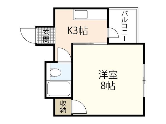 コーポ紀本(1K/4階)の間取り写真