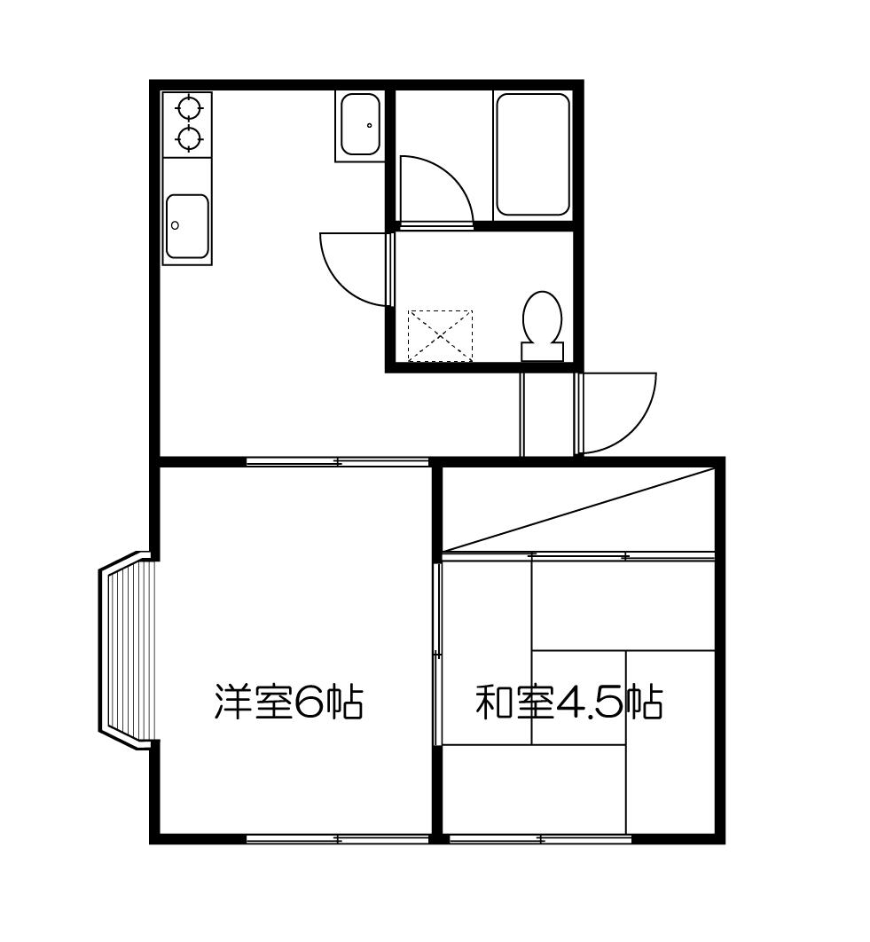 ブローニュ(2DK/2階)の間取り写真