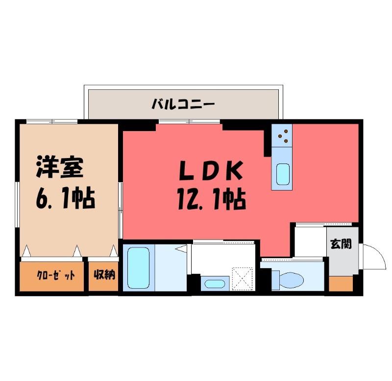 ルミナスプレイス(1LDK/3階)の間取り写真