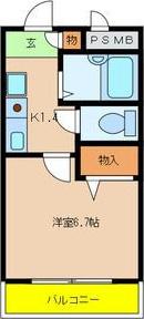 コージコートクイセ(1K/4階)の間取り写真
