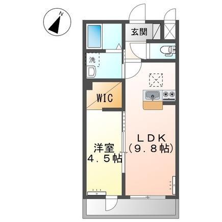 コスモタウン山の手(1LDK/2階)の間取り写真