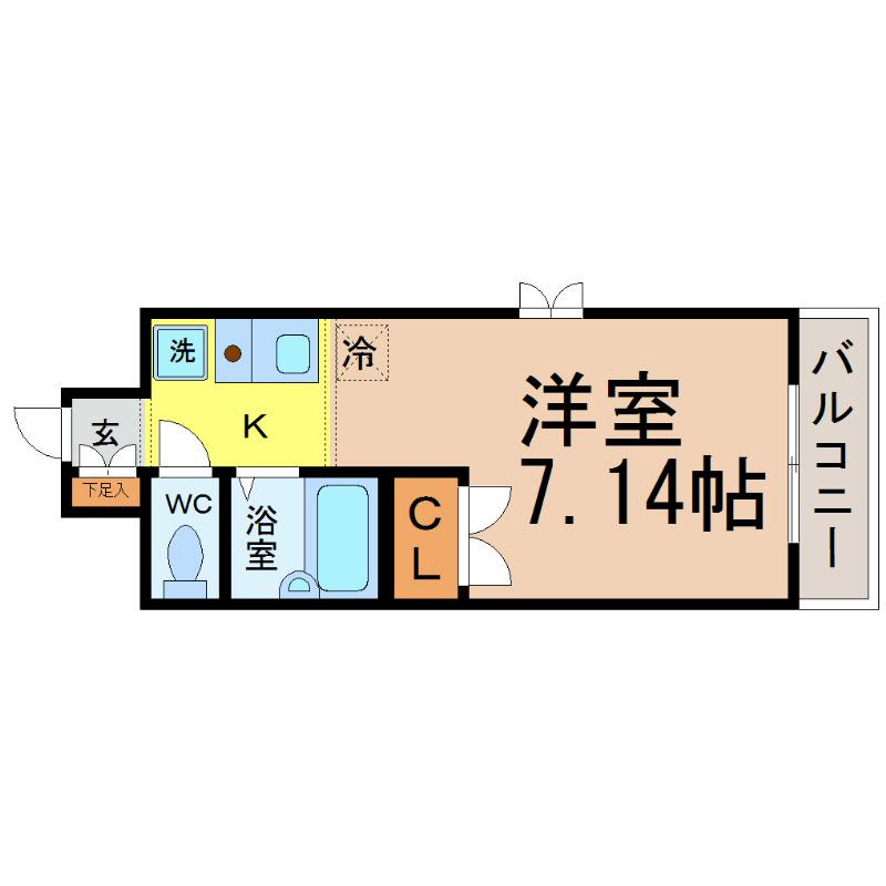ブロンズ森島(1K/4階)の間取り写真