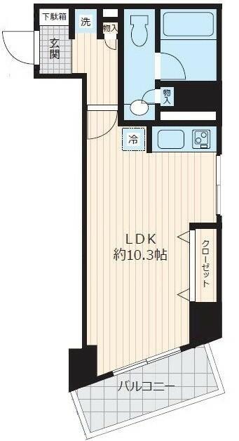 ロワジール三軒茶屋(ワンルーム/6階)の間取り写真