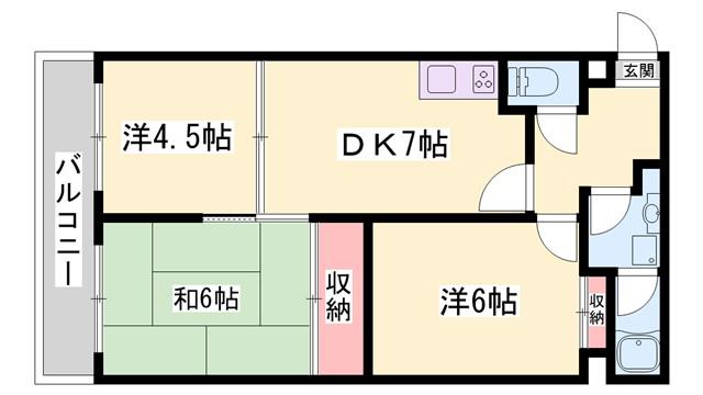 ピアウエスト西明石(3DK/5階)の間取り写真