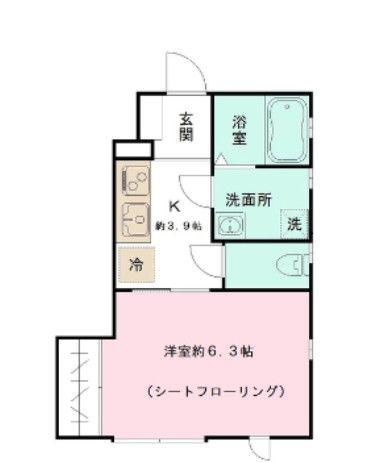 DCグレース(1K/1階)の間取り写真
