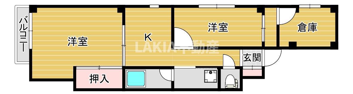 KSCOURT真法院(2DK/4階)の間取り写真