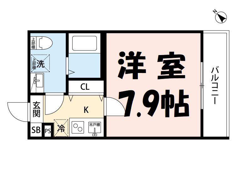 CRASTINE西堀8丁目A(1K/2階)の間取り写真