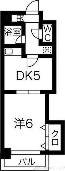 サウスフラット(1DK/7階)の間取り写真