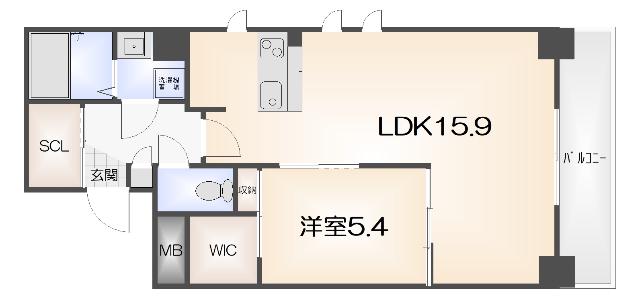 SUNNY SIDE COURT(1LDK/2階)の間取り写真