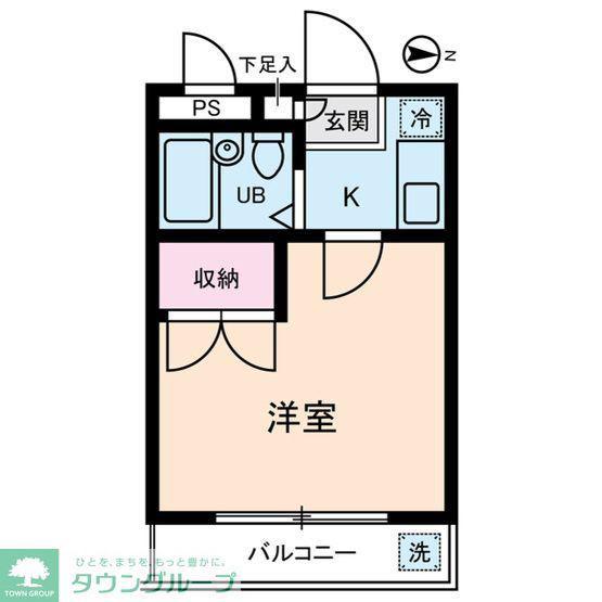 シャインハイム草加新田II(1K/2階)の間取り写真