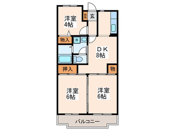 パークハイツ(3DK/3階)の間取り写真
