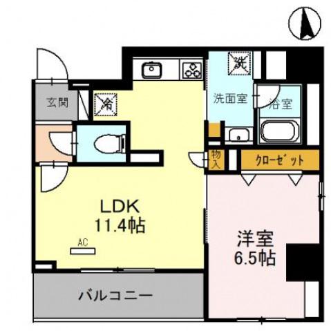 HABITAT平野(1LDK/2階)の間取り写真