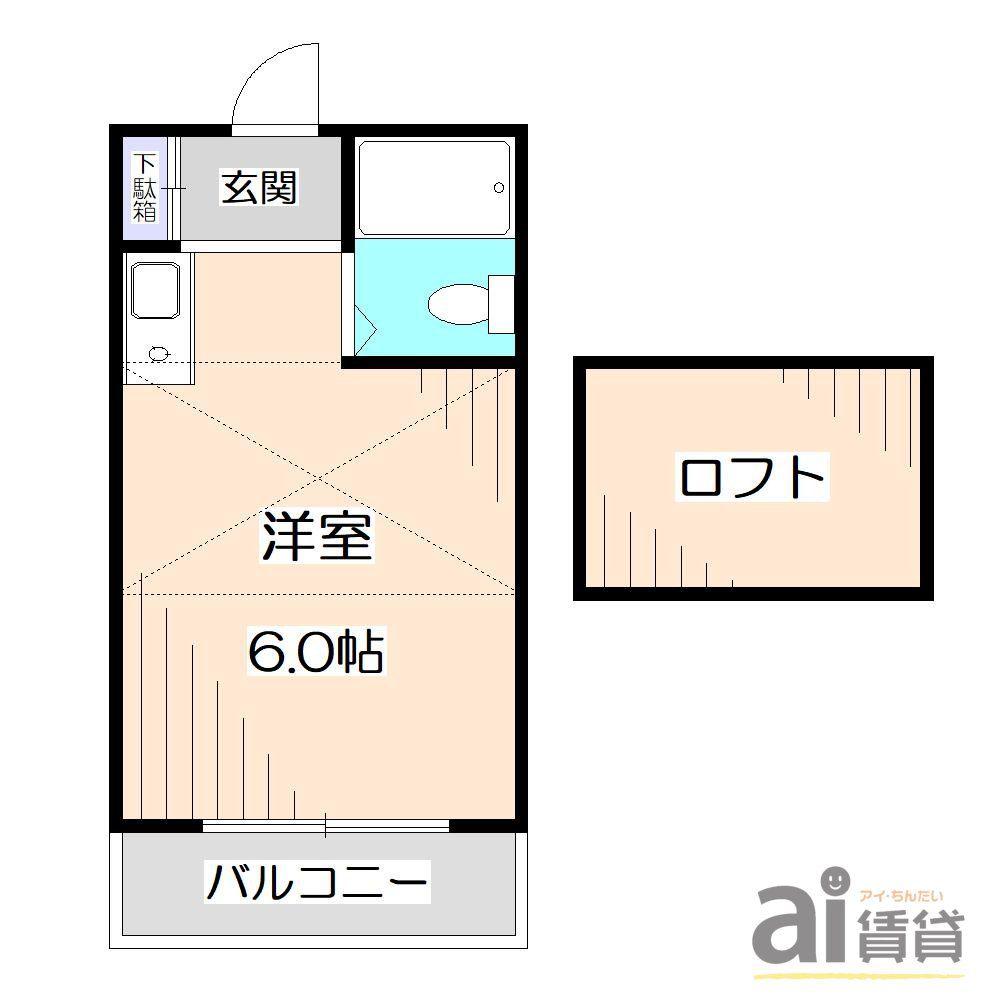 モナークハイムI(ワンルーム/2階)の間取り写真