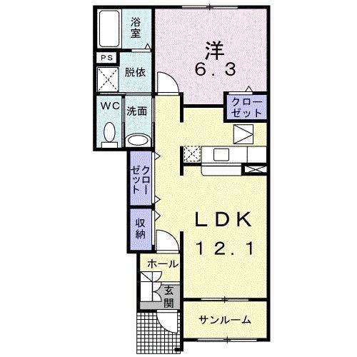 シュティルラント II(1LDK/1階)の間取り写真