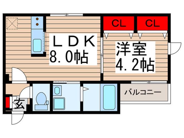 CASA DE MOCA(1LDK/2階)の間取り写真
