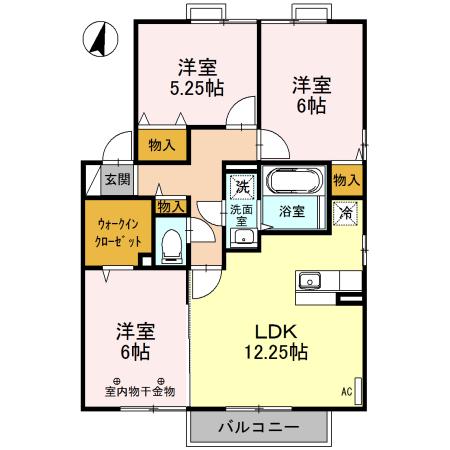 リビングタウン古河北 D(3LDK/2階)の間取り写真