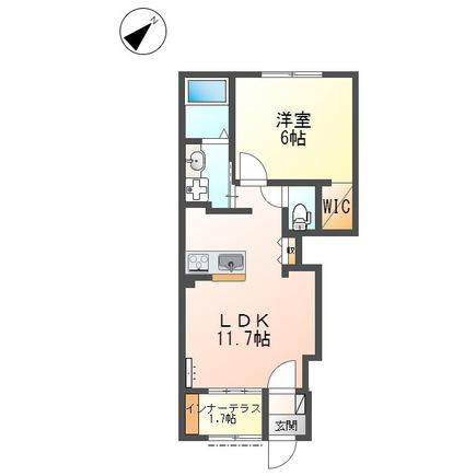 2023(1LDK/1階)の間取り写真