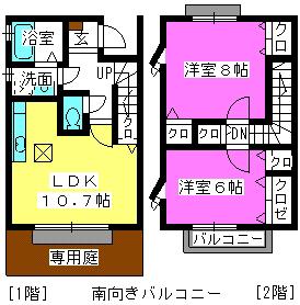 ガーデンコートM(2LDK/1階)の間取り写真