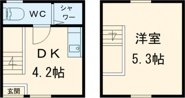 IKKA豆津B(1DK/1階)の間取り写真
