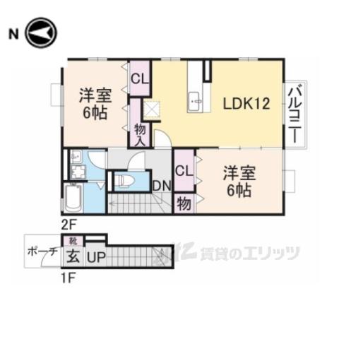 タウンビビ(2LDK/2階)の間取り写真